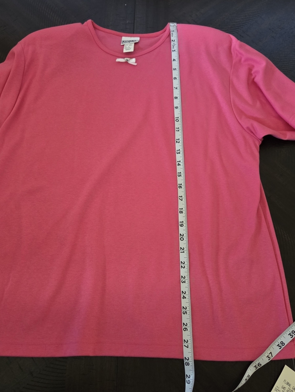 NWT Koret City Blues Hot Pink Short Sleeve Tee Floral Bow Detail XL Vintage - Picture 10 of 11